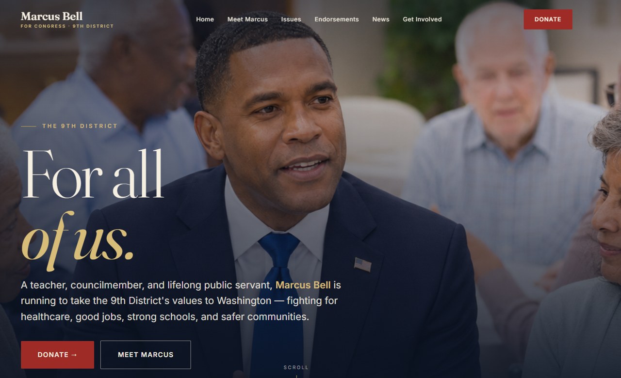 Homepage of a local campaign website built by Bryce IT Consulting